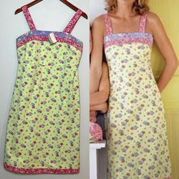 Vintage y2k Hanna Andersson Womens Floral Pinafore Dress size 10 - Picture 1 of 6